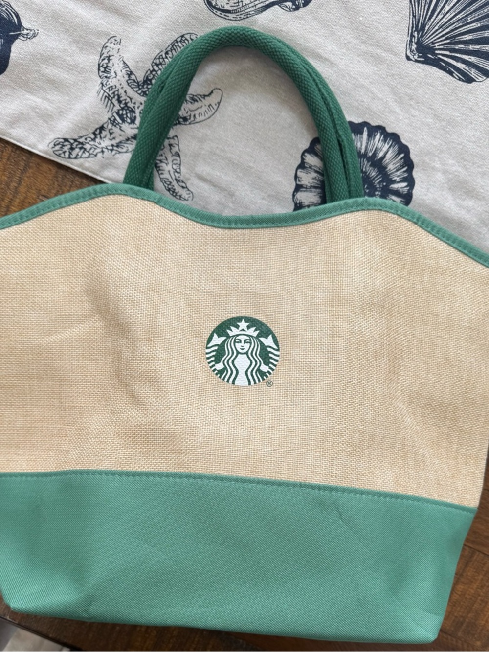 Starbucks Natural Canvas Tote with Green Trim and Logo - Picture 9 of 9